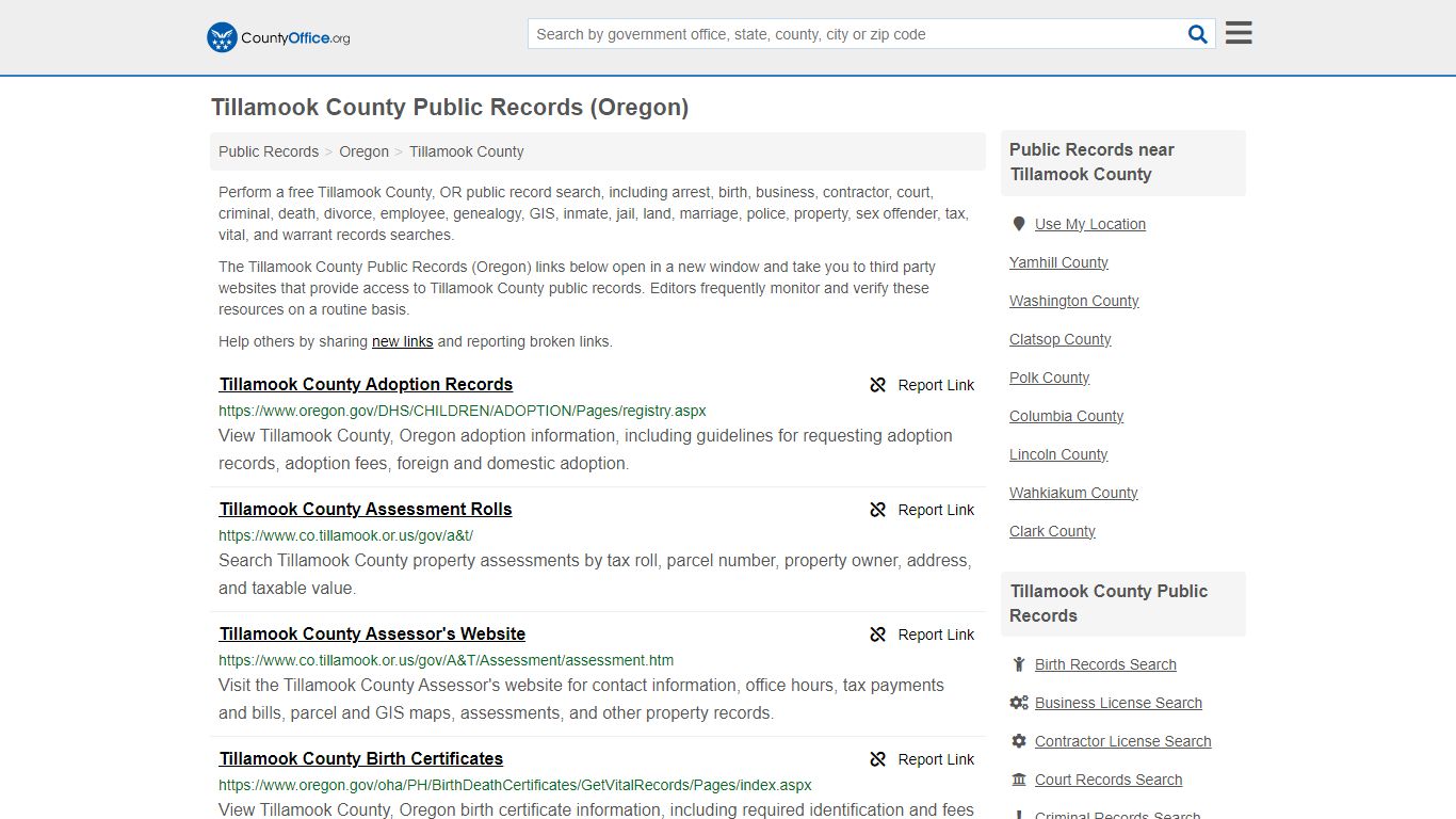 Public Records - Tillamook County, OR (Business, Criminal, GIS ...