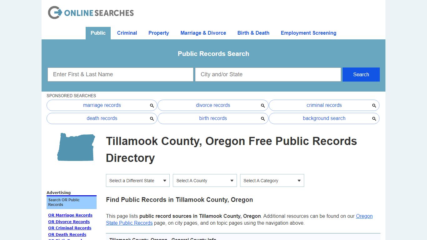 Tillamook County, Oregon Public Records Directory