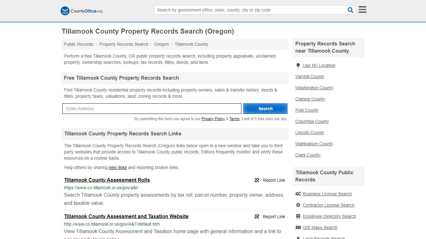 Tillamook County Property Records Search (Oregon) - County Office